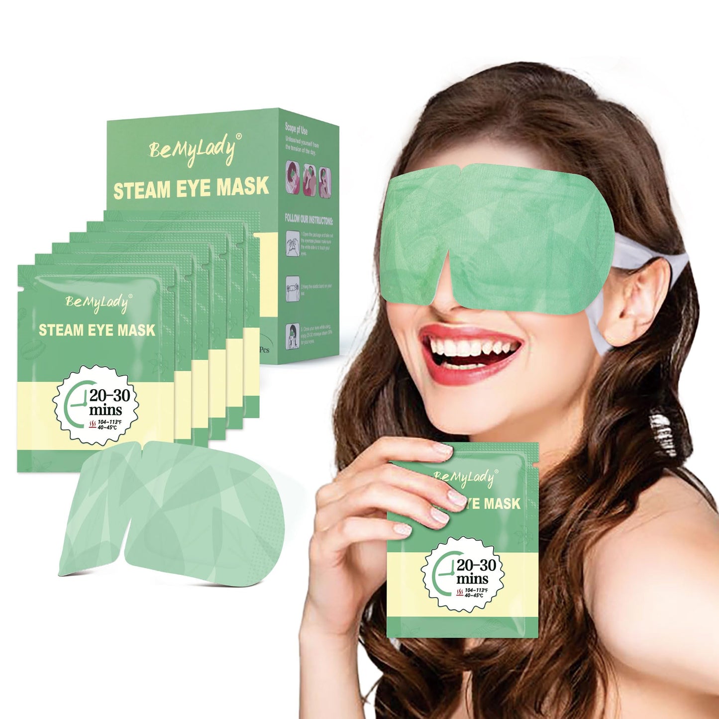 BeMyLady 12 Pack Steam Eye Mask for Dry Eyes Eye Mask Warm Compress 45Mins Moist Heated Eye Masks for Dark Circles Eye Bag Tired Eyes Travel Portable Business Office